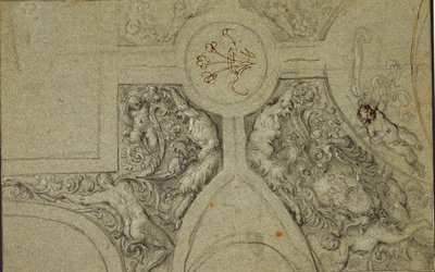 Ontwerp voor het decoratieve kader van het plafond voor de Camerino Farnese door Annibale Carracci